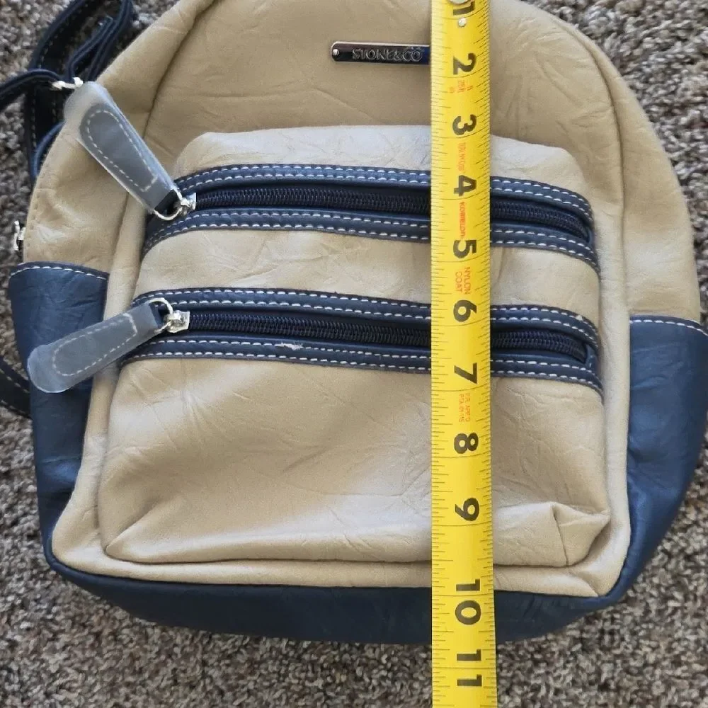 Stylish Tan and Navy Backpack